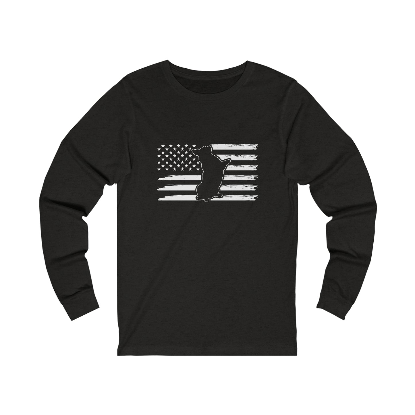 Charlie The American Flag Dog. Unisex Jersey Long Sleeve Tee.