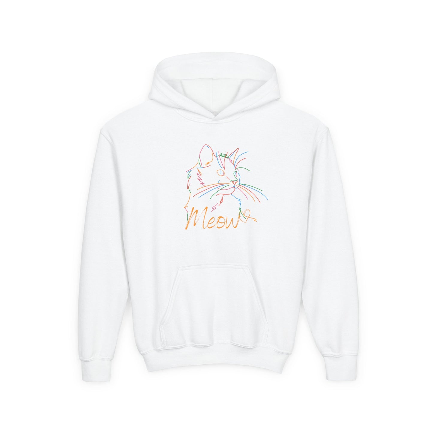 Meow. Cat with Purrty Color Outlines.  Kids Hoodie