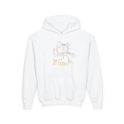 Meow. Cat with Purrty Color Outlines.  Kids Hoodie