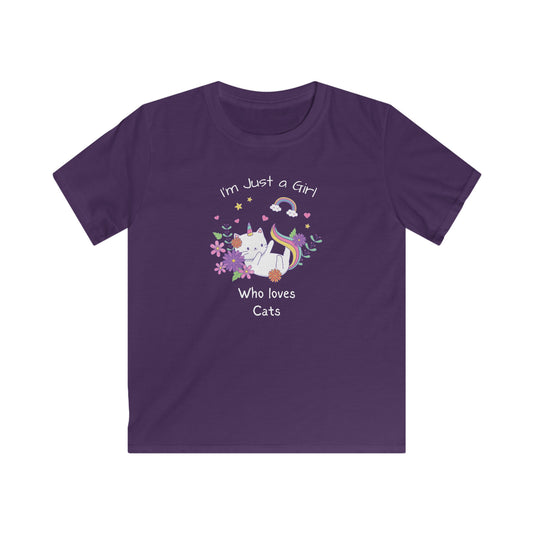 I'm Just a Girl Who Loves Cats. Kids Softstyle Tee