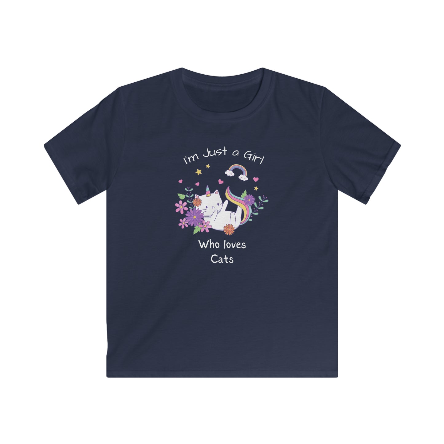 I'm Just a Girl Who Loves Cats. Kids Softstyle Tee