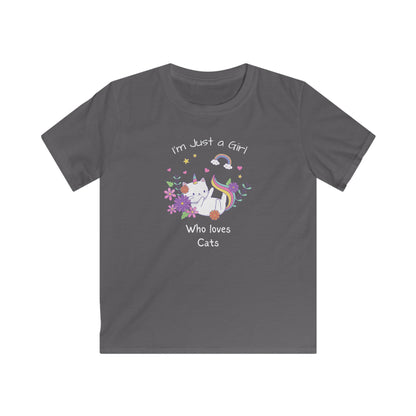 I'm Just a Girl Who Loves Cats. Kids Softstyle Tee