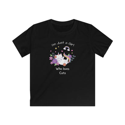 I'm Just a Girl Who Loves Cats. Kids Softstyle Tee