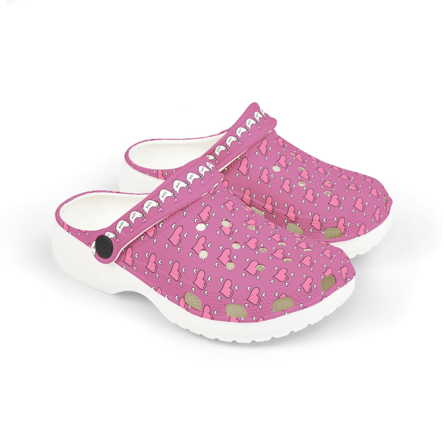 To cute Heart Icon Rubber Clogs for Girls- Pink