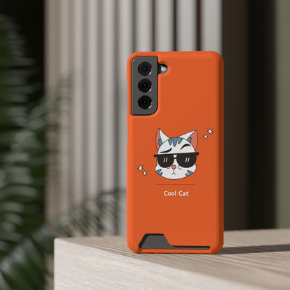 Cool Cat. Phone Case With Card Holder