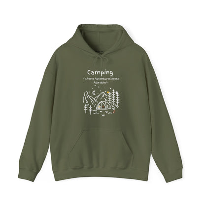 Camping. Where Adventure Meets Adorable. Unisex Hooded Sweatshirt.