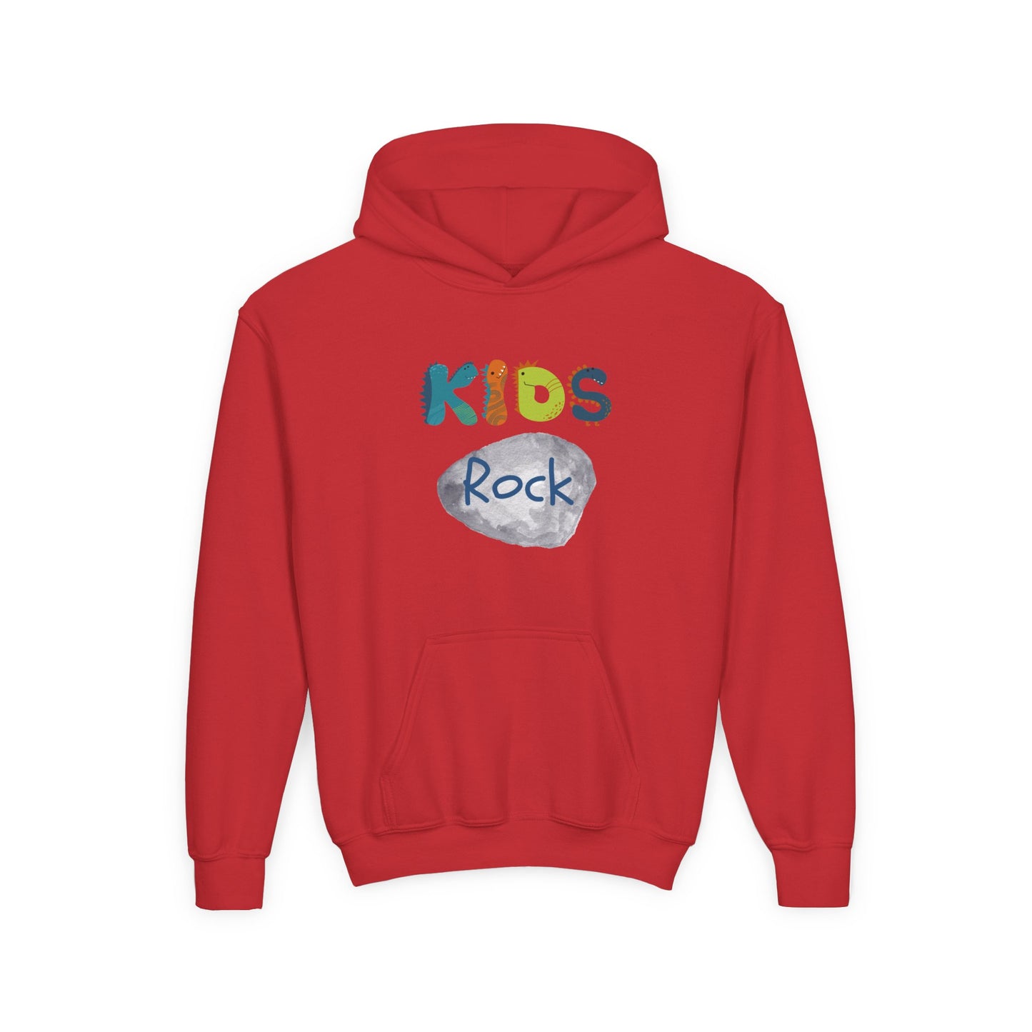 Kids Rock Heavy Blend Hoodie with Humorous Rock Design