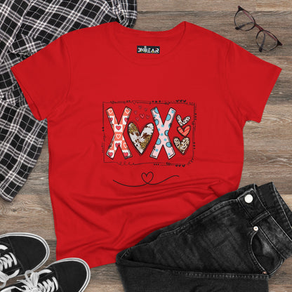 Sign of Love XOXO Women’s Midweight Cotton Tee – Heartfelt Graphic Cotton Tee