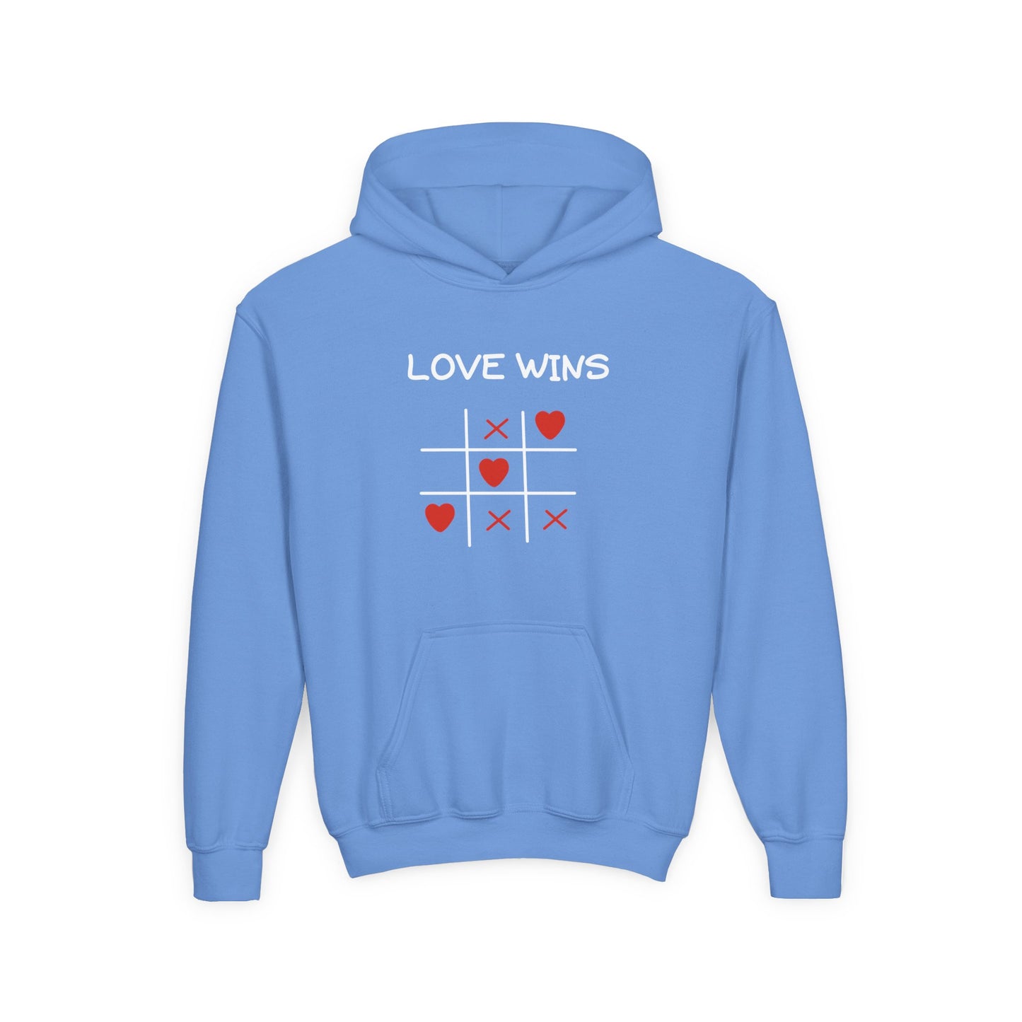 Love Wins Retro Tic Tac Dough Design - Kids Hooded Sweatshirt