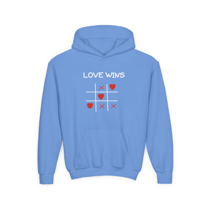 Love Wins Retro Tic Tac Dough Design - Kids Hooded Sweatshirt