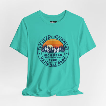 Never Stop Exploring. High Peak National Park. Unisex Jersey Short Sleeve Tee