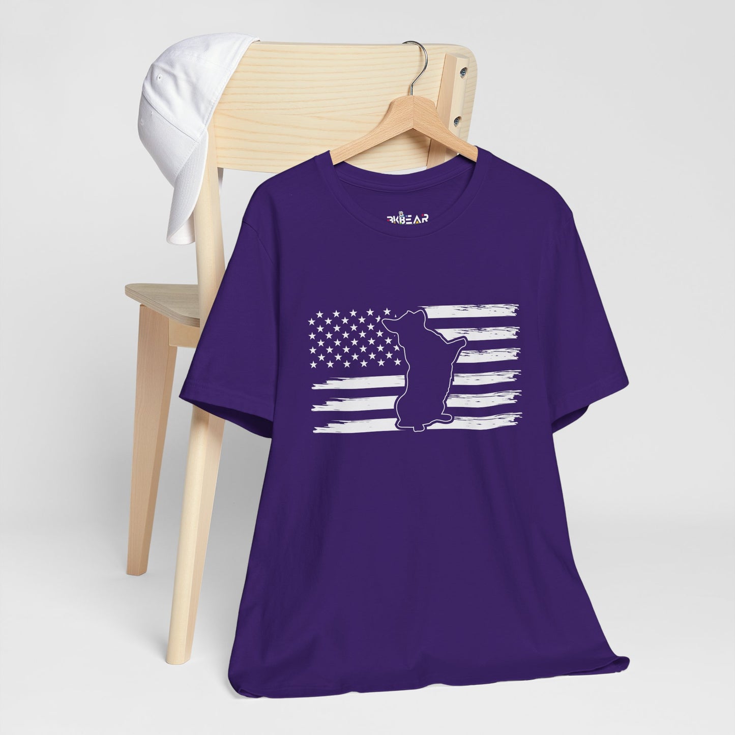 Charlie The American Flag Dog.  Unisex Jersey Short Sleeve Tee