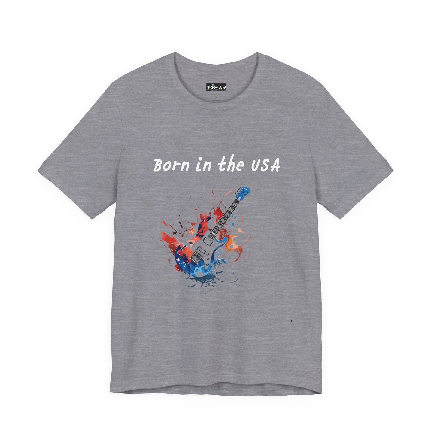 Born In The USA Guitar. Unisex Jersey Short Sleeve Tee