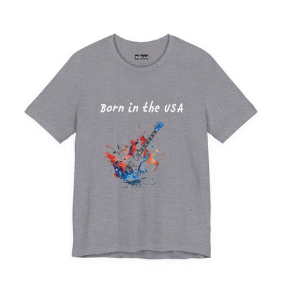 Born In The USA Guitar. Unisex Jersey Short Sleeve Tee