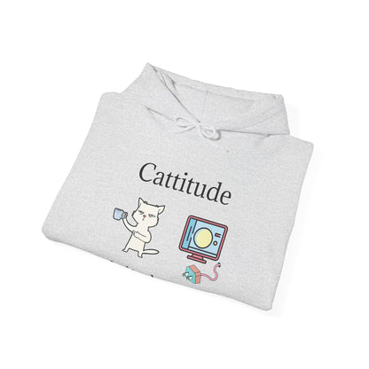 Cattitude, Is it plugged In, Unisex Hooded Sweatshirt.