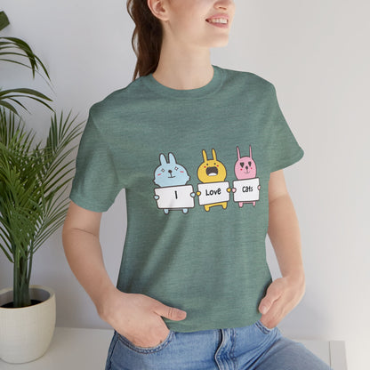 I Love Cats. Women's Unisex Jersey Short Sleeve Tee