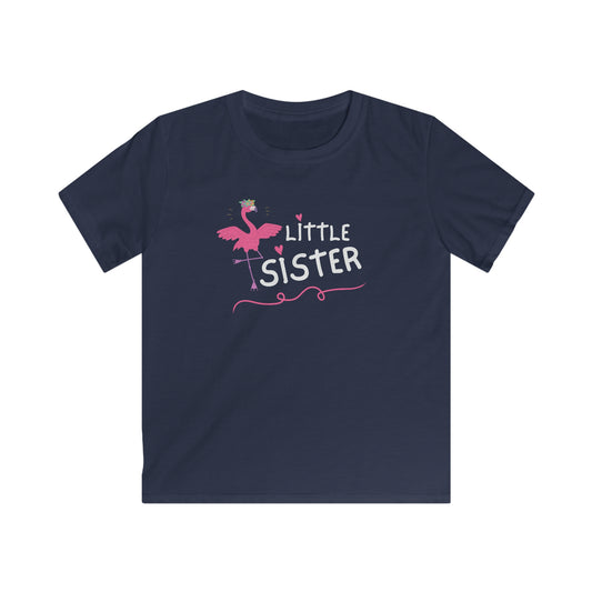 Adorable Little Sister Flamingo. Kids Softstyle Tee