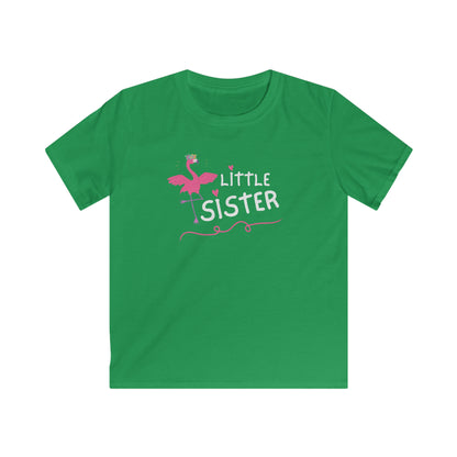 Adorable Little Sister Flamingo. Kids Softstyle Tee