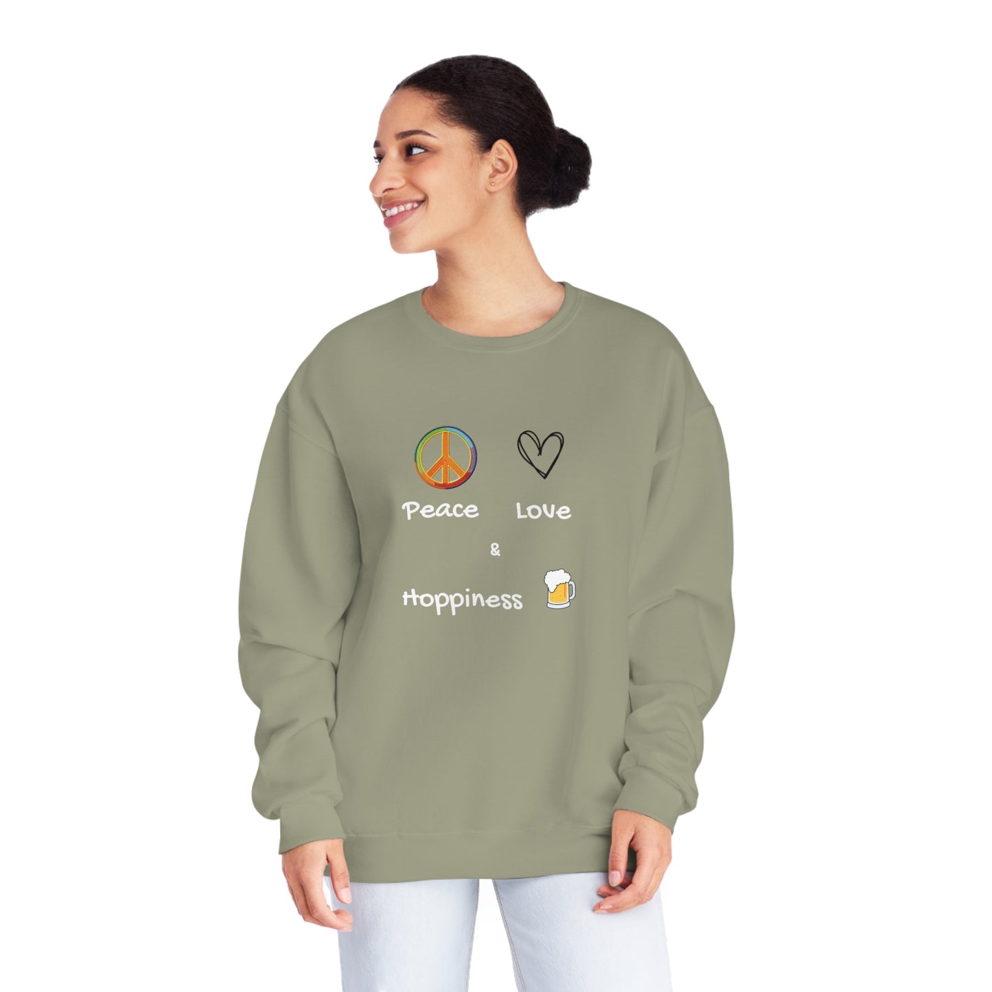 Peace, Love and Hoppiness. Unisex NuBlend® Crewneck Sweatshirt