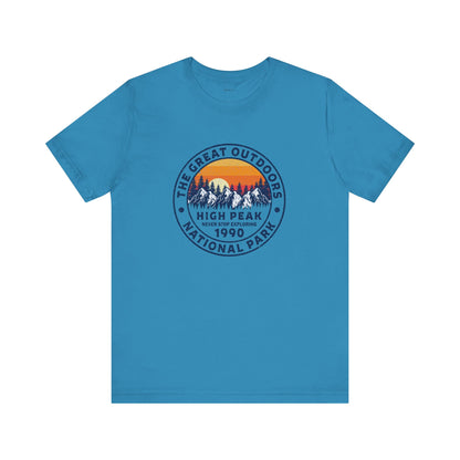 Never Stop Exploring. High Peak National Park. Unisex Jersey Short Sleeve Tee