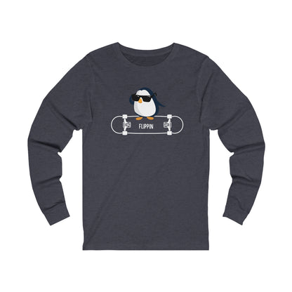Adélie The Flippin Penguin. Unisex Jersey Long Sleeve Tee