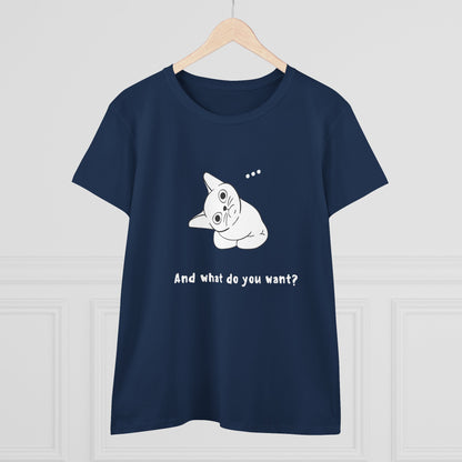 Vexing Cat Wondering What You Want. Women's Midweight Cotton Tee