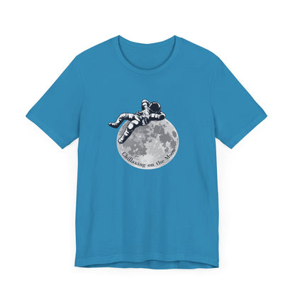 Chillaxing on the Moon. Unisex Jersey Short Sleeve Tee