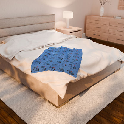 Puppy Love Light Blue Plush Blanket