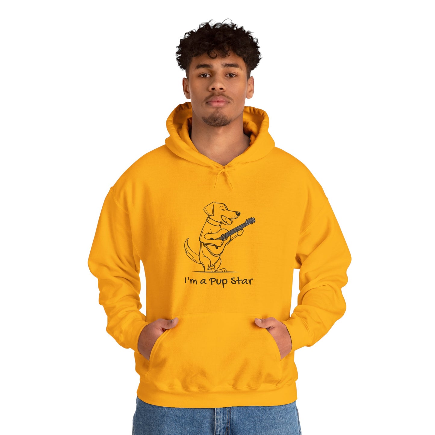 Dog With a Guitar. I'm a Pup Star. Unisex Hooded Sweatshirt.