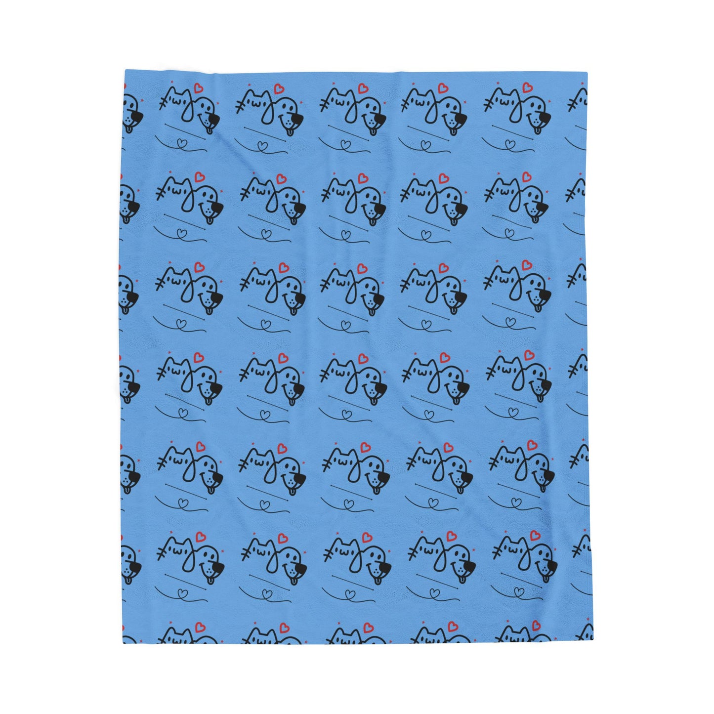 Puppy Love Light Blue Plush Blanket