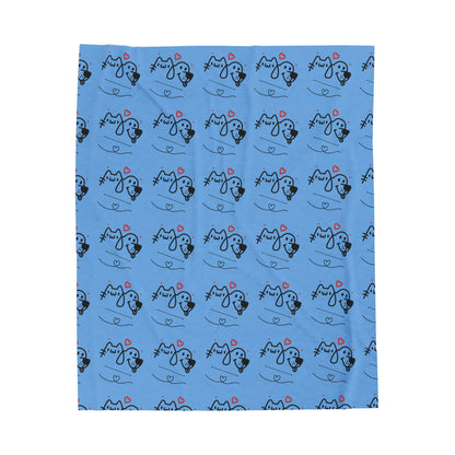 Puppy Love Light Blue Plush Blanket