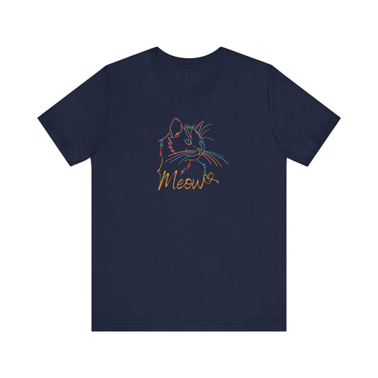 Meow. Cat with purrty color outlines. Unisex Jersey Short Sleeve Tee