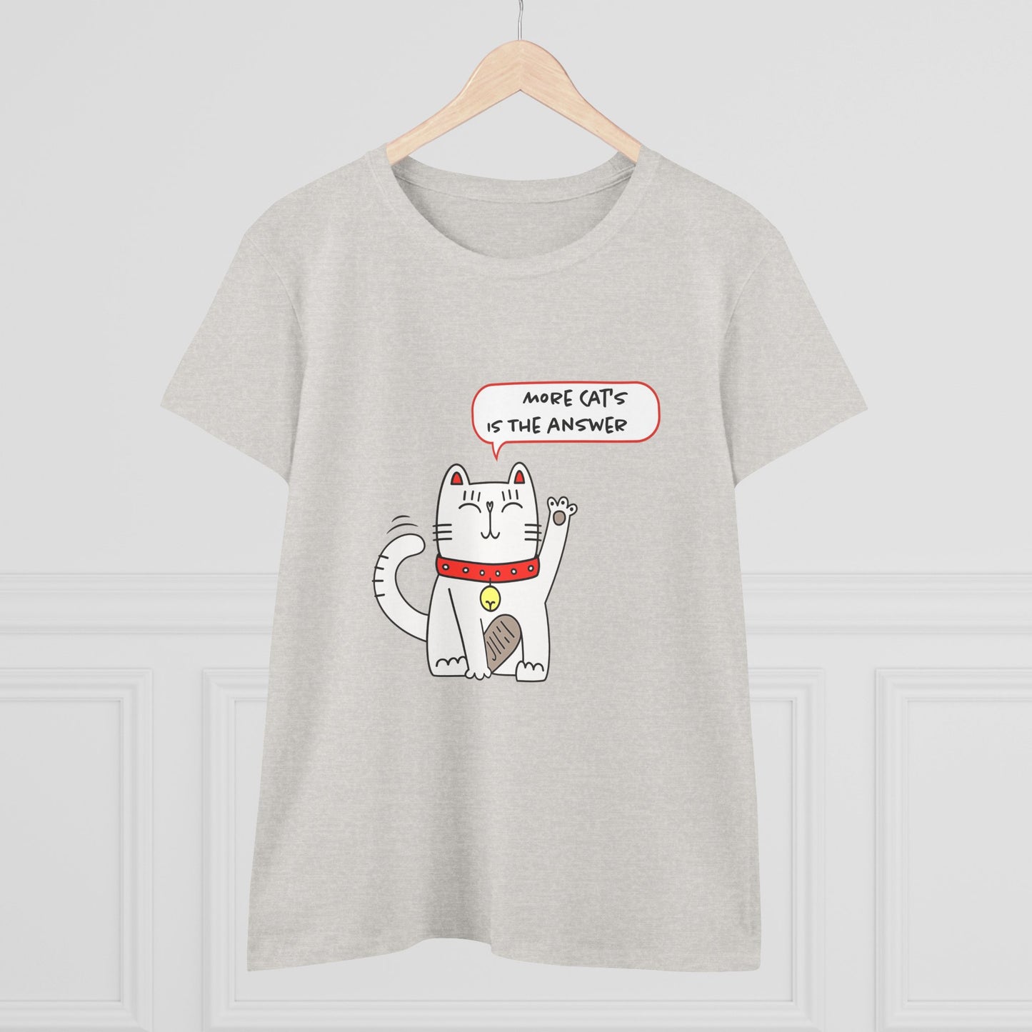 Oliver Says More Cats Is The Answer. Women's Midweight Cotton Tee