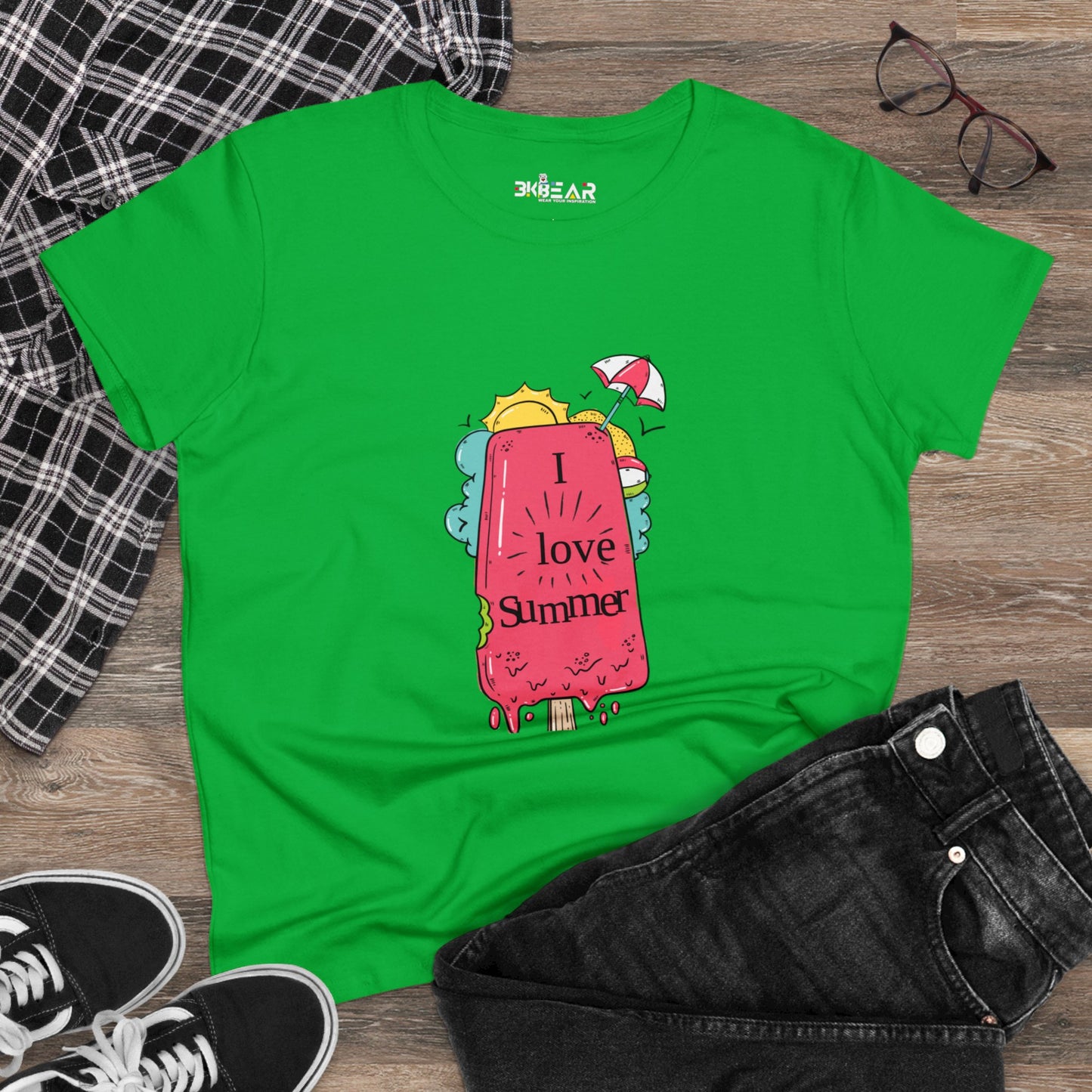 I Love Summer. Women's Midweight Cotton Tee