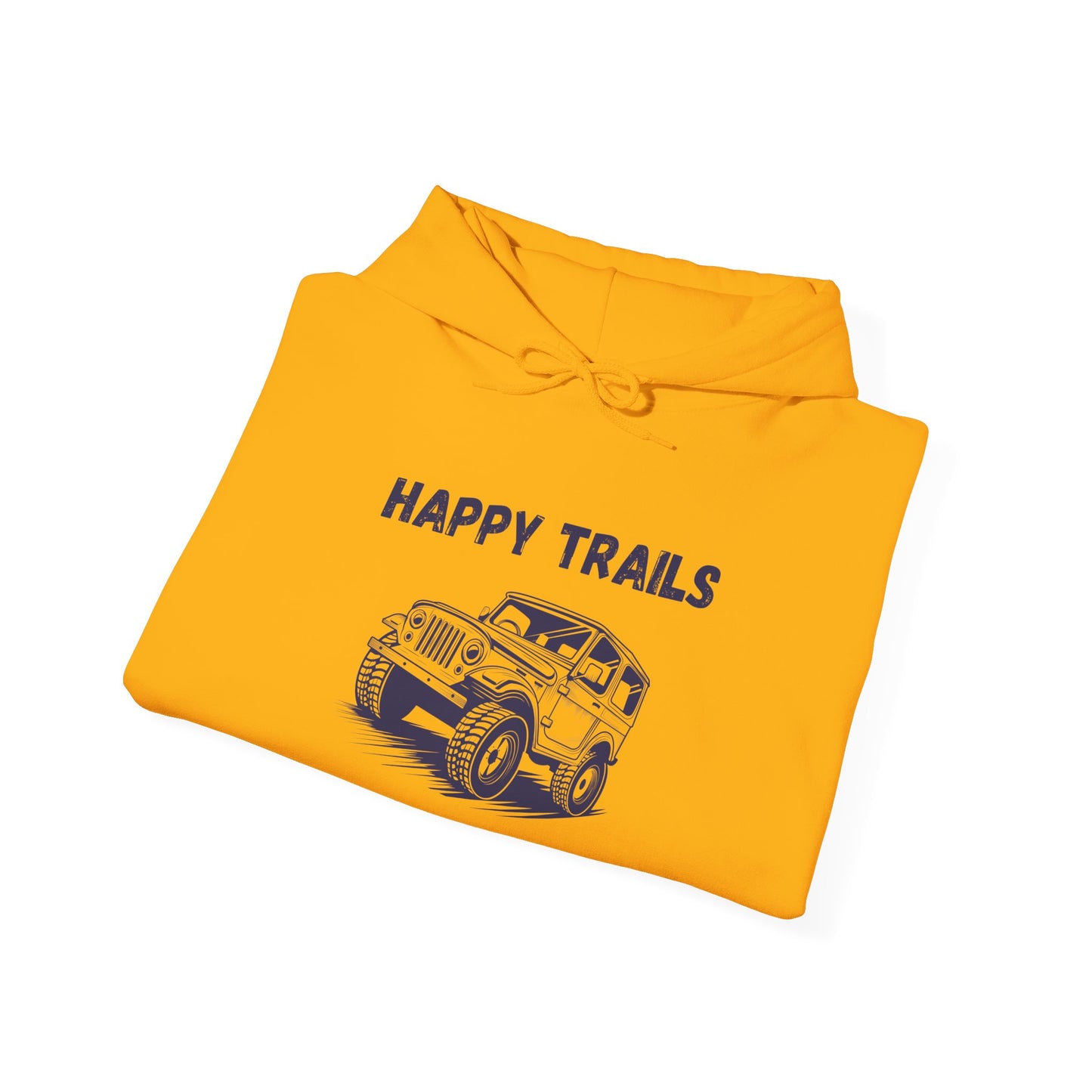 Happy Trails Unisex Hooded Sweatshirt, Cozy Outdoor Hoodie, Perfect Gift for Adventurers, Casual Wear, Great for Road Trips
