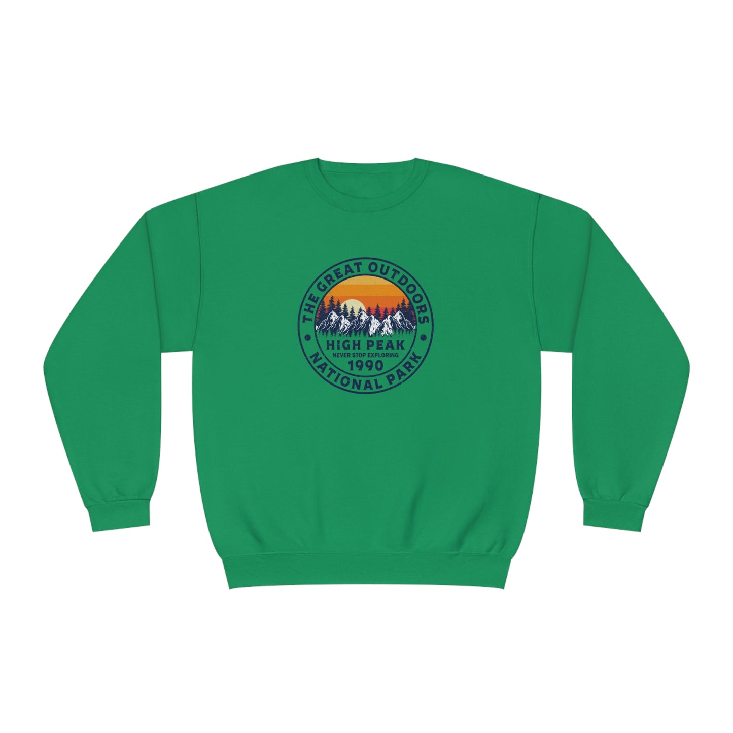 Never Stop Exploring. High Peak National Park. Unisex NuBlend® Crewneck Sweatshirt