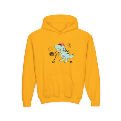 Cool Skate Boarding Kid Dino. Kids Hoodie