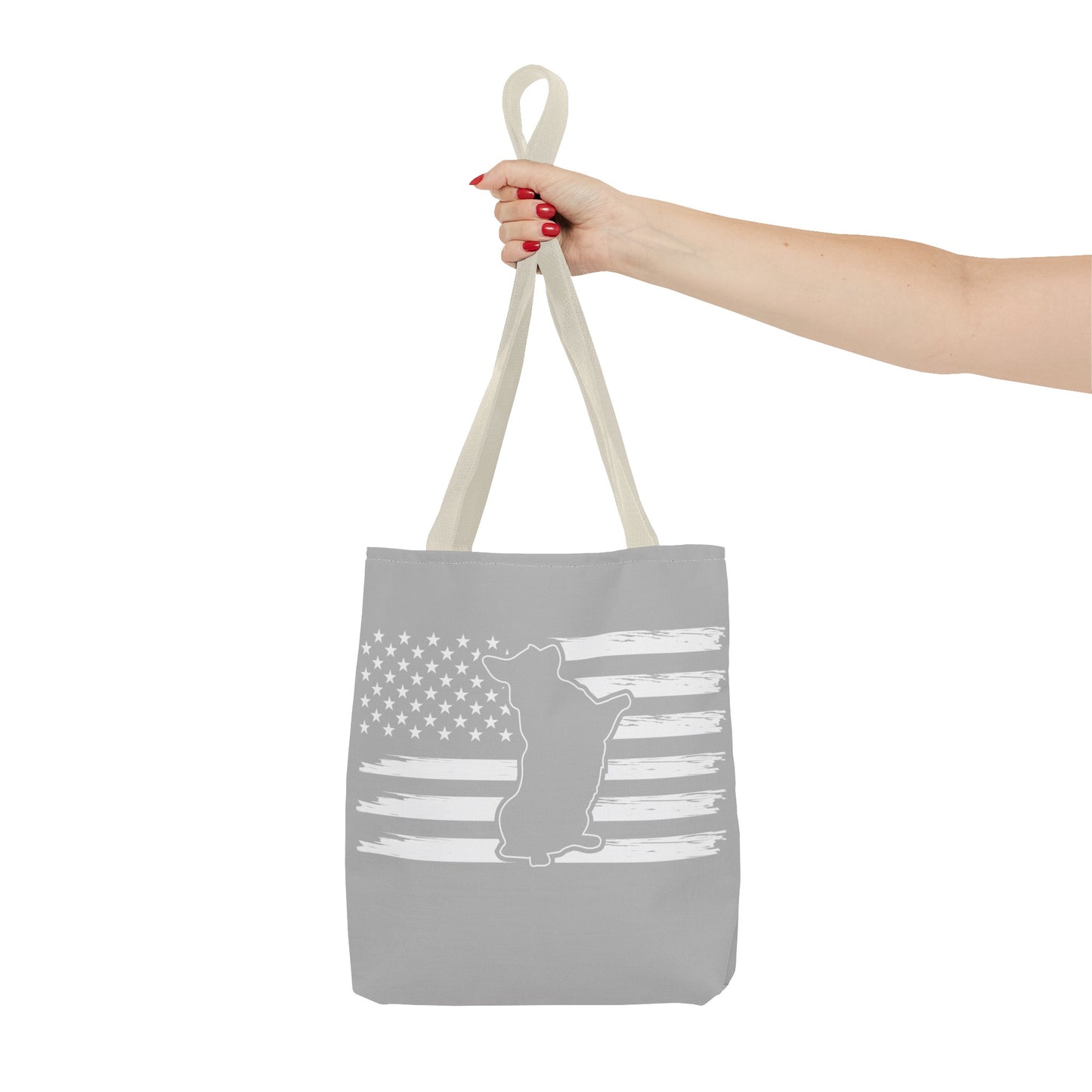 Charlie The American Flag Dog. Gray Tote Bag