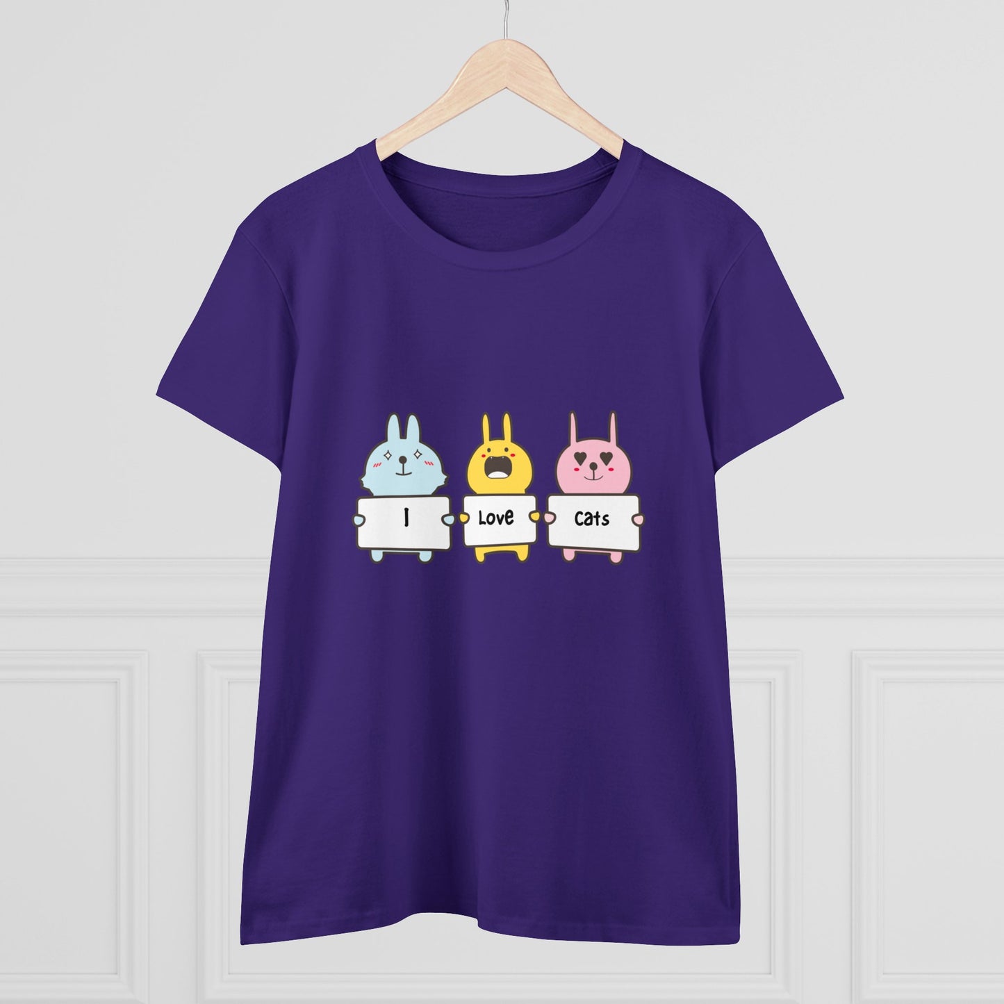 I Love Cats. Women's Midweight Cotton Tee
