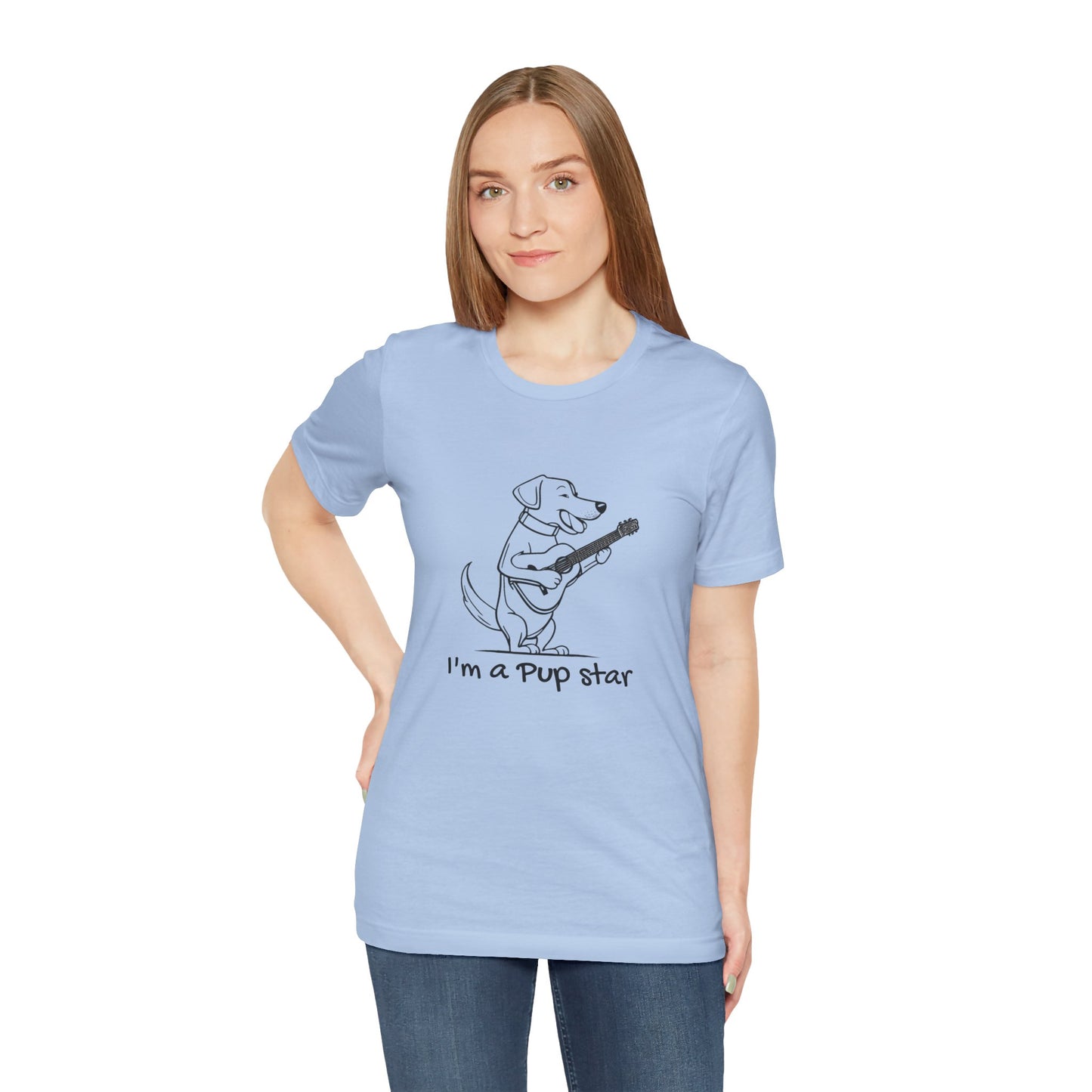 Dog With a Guitar. I'm a Pup Star. Unisex Jersey Short Sleeve Tee