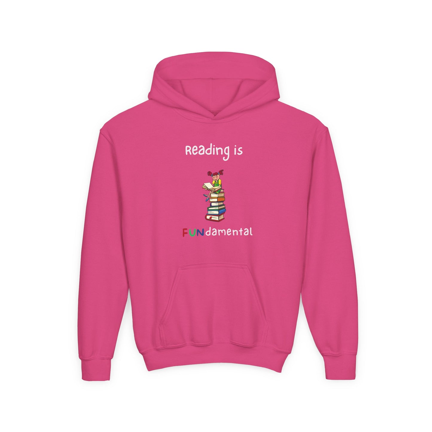 Reading Is FUNdamental- Fun Book Graphic Kids Hooded Sweatshirt