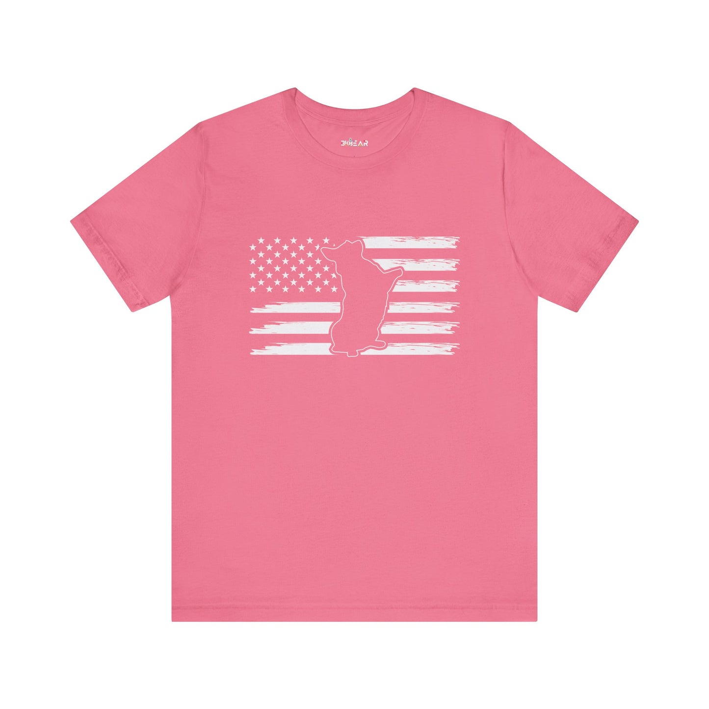 Charlie The American Flag Dog.  Unisex Jersey Short Sleeve Tee