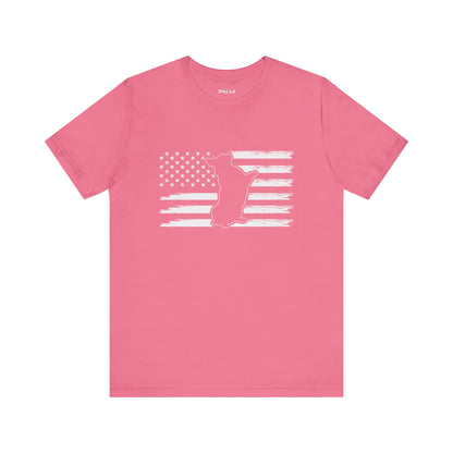 Charlie The American Flag Dog.  Unisex Jersey Short Sleeve Tee