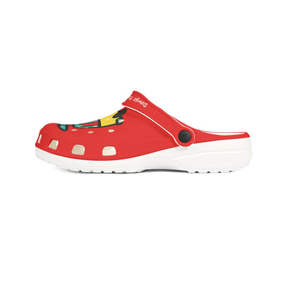 Red Summer Vibing Van Rubber Clogs For Men