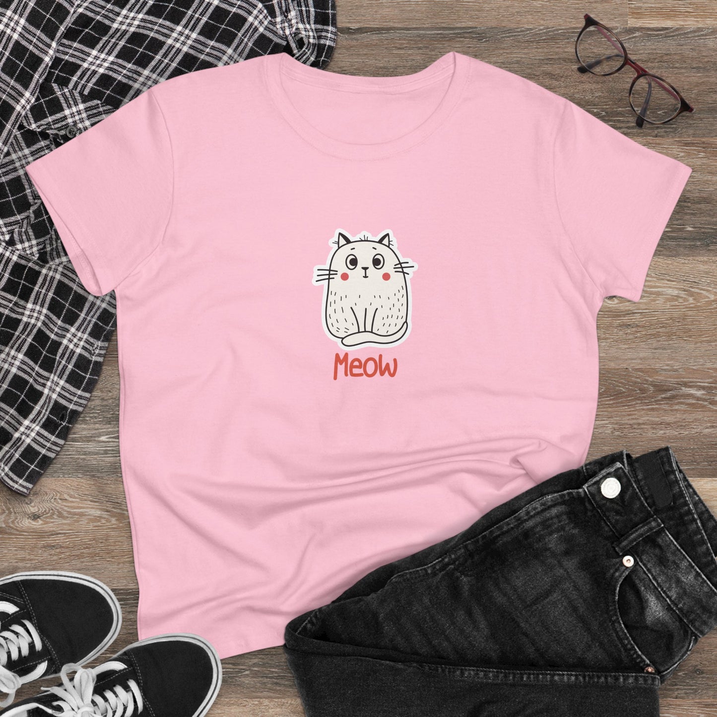 Loki The Cat. Meow. Women's Midweight Cotton Tee