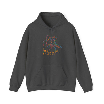 Meow. Cat with purrty color outlines. Unisex Hooded Sweatshirt.