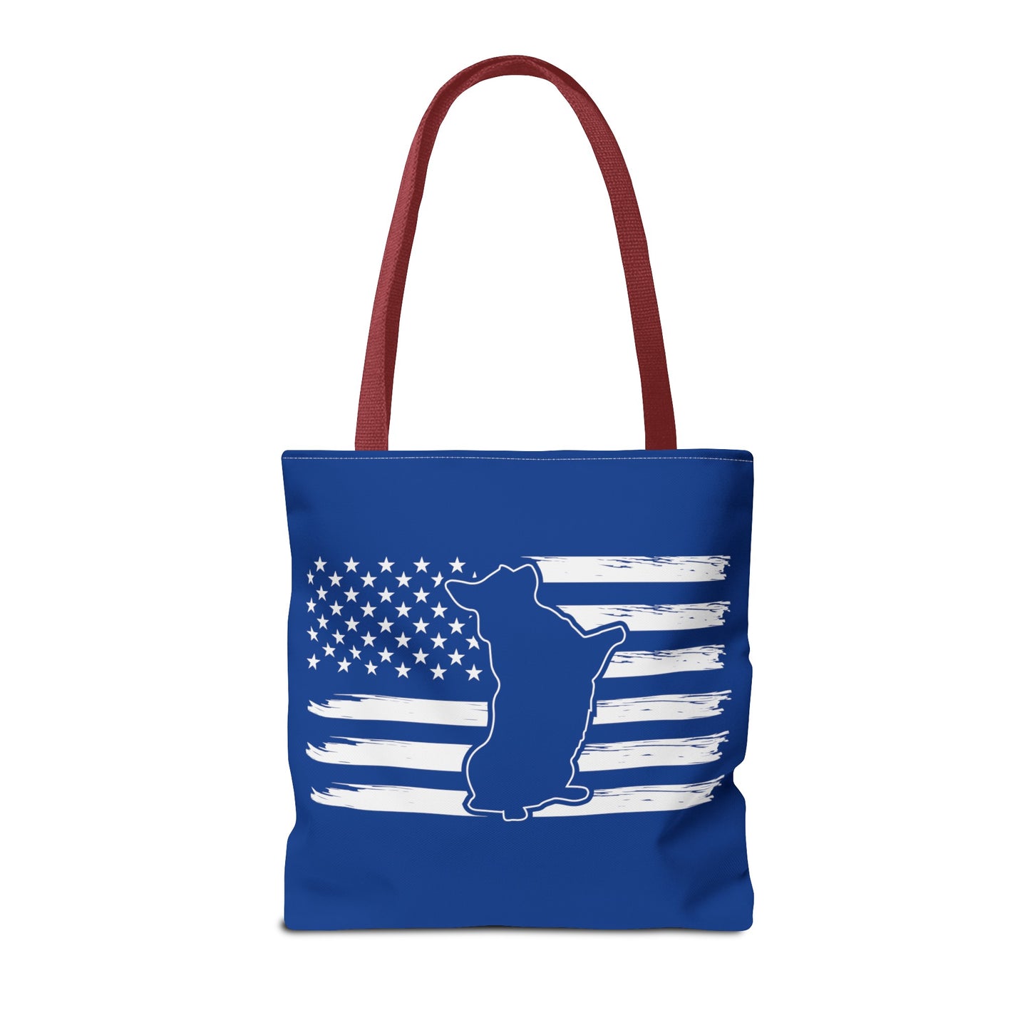 Charlie The American Flag Dog. Royal Blue Tote Bag