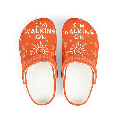 I'm Walking On Sunshine Rubber Clogs for Girls- Orange Crush