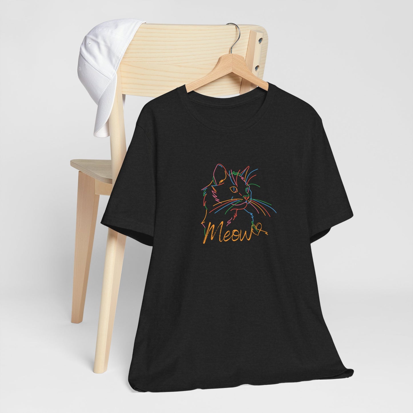 Meow. Cat with purrty color outlines. Unisex Jersey Short Sleeve Tee