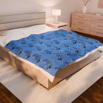 Puppy Love Light Blue Plush Blanket